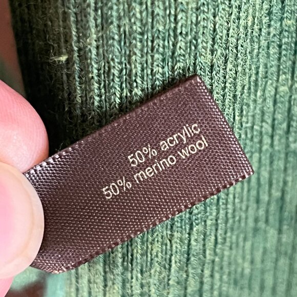 The Limited Cowl Neck Sweater Womens M Thin Knit Green Ribbed Sleeves Wool Blend - Picture 4 of 7